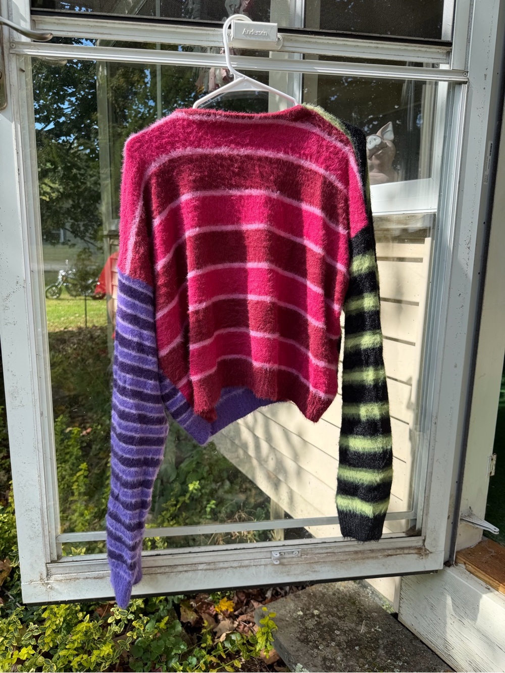 RAGGED Jeans Fuzzy Colorblock Striped Cardigan Size M - Picture 4 of 5